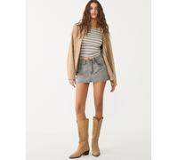 Stradivarius - D62 - Gonna pantalone in denim color grigio chiaro 8
