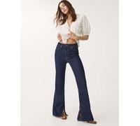 Stradivarius - D74 - Jeans a zampa blu scuro con spacco sul fondo 42