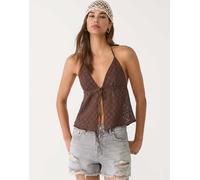 Stradivarius - D75 - Pantaloncini di jeans grigio medio con strappi 46