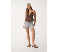 Stradivarius D75 Shorts in denim strappati SLAVATO GRIGIO DENIM SCURO 42