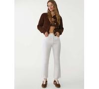 Stradivarius - D78 - Jeans a zampa bianchi taglio corto-Bianco 36