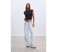 Stradivarius D91 Jeans a vita bassa e gamba larga SLAVATO DENIM BLU CHIARO 48