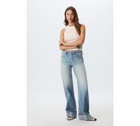 Stradivarius D91 Jeans a vita bassa e gamba larga SLAVATO DENIM BLU MEDIO CHIARO 38