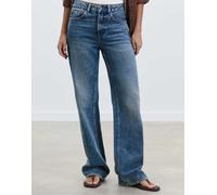 Stradivarius - D92 - Jeans dritti a fondo ampio blu rinse wash molto scuro 8