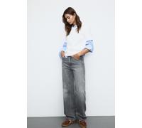 Stradivarius D92 Straight wide SLAVATO GRIGIO DENIM SCURO 44