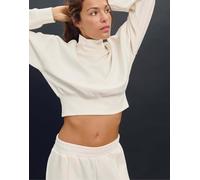 Stradivarius - Felpa accollata écru in tessuto interlock-Bianco M