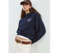 Stradivarius - Felpa stile polo blu navy con bottoni XS