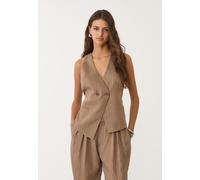 Stradivarius Gilet asimmetrico a righe con lino Marrone XS