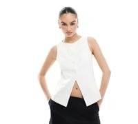 Stradivarius - Gilet classico écru con bottoni-Bianco XS