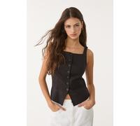 Stradivarius Gilet con fiocco in lino Nero XS
