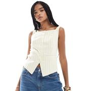 Stradivarius - Gilet con scollo squadrato giallo a righe S