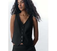 Stradivarius - Gilet corto nero con bottoni XL