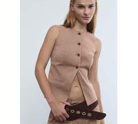Stradivarius - Gilet vestibilità classica beige a righe con bottoni-Neutro M