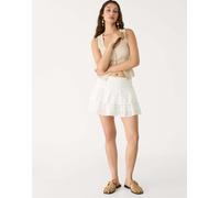 Stradivarius - Gonna pantalone bianca con ricamo-Bianco L