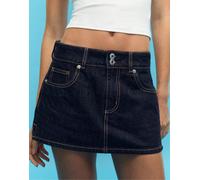 Stradivarius - Gonna pantalone in denim blu rinse wash 40