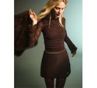 Stradivarius - Gonna pantalone marrone con spacco laterale L