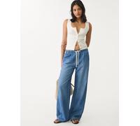 Stradivarius - Jeans a fondo ampio color blu medio con coulisse L