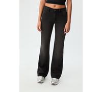 Stradivarius Jeans bootcut a vita bassa DENIM NERO EFFETTO SLAVATO 38