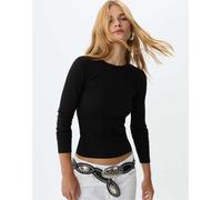 Stradivarius - Maglietta a maniche lunghe basic nera-Nero XL