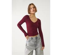 Stradivarius Maglietta con scollo a V seamless Viola XS