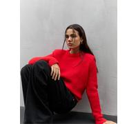 Stradivarius - Maglione rosso con spalle imbottite S