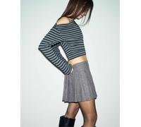 Stradivarius - Minigonna con pieghe a cannoncino grigia-Grigio L