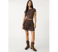 Stradivarius - Minigonna con volant marrone L