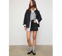 Stradivarius - Minigonna nera slavata in denim-Grigio 42