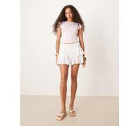 Stradivarius - Minigonna pantalone bianca con volant-Bianco M