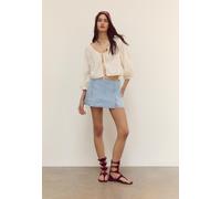Stradivarius - Minigonna pantalone blu in denim con spacchi 46