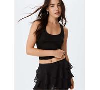 Stradivarius - Minigonna pantalone nera con volant-Nero XS