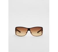 Stradivarius - Occhiali da sole a mascherina cammello pallido sfumato-Marrone M