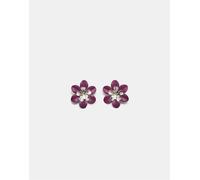 Stradivarius - Orecchini a forma di fiore con pelle sintetica viola scuro a contrasto M