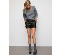 Stradivarius - Pantaloncini effetto pelle neri-Nero 42