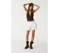 Stradivarius - Minigonna pantalone bianca con volant-Bianco L