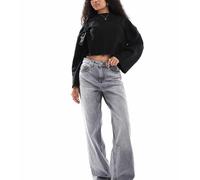 Stradivarius Petite - D92 - Jeans dritti a fondo ampio grigio medio 8
