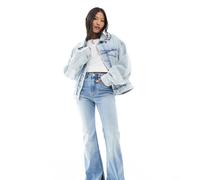 Stradivarius Petite - Jeans a zampa azzurri con spacco-Blu 46