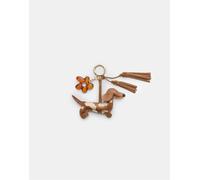 Stradivarius - Portachiavi marrone con charm a forma di cane e fiore M