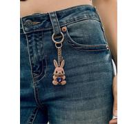 Stradivarius - Portachiavi marrone con charm a forma di coniglietto M