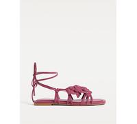 Stradivarius - Sandali bassi bordeaux con fiorellini-Rosso 35