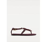 Stradivarius - Sandali bassi marroni con strass-Marrone 37