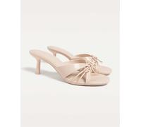 Stradivarius - Sandali con tacco beige-rosa con fiocco 41