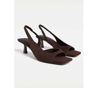 Stradivarius - Sandali in pelle marrone con tacco alto 35