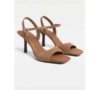Stradivarius - Sandali in pelle marrone con tacco alto 36