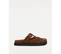 Stradivarius - Sandali marroni a gabbia in pelle-Marrone 40