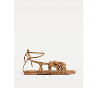 Stradivarius - Sandali marroni bassi con fiorellini-Marrone 40