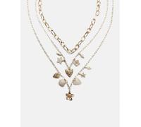 Stradivarius - Set con 3 collane color oro con charm smaltati-Giallo M