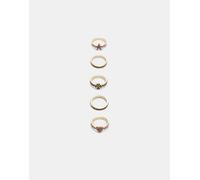 Stradivarius - Set con 5 anelli color oro con strass-Giallo S