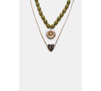 Stradivarius Set di 2 collane con perline, sole e cuore Verde OS