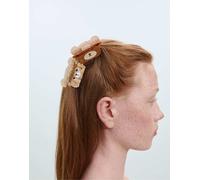 Stradivarius - Set di 2 fermagli per capelli marroni a forma di orso-Marrone M